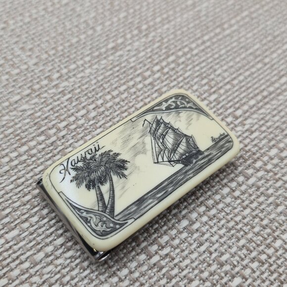 Hawaii Palm Tree And Ship Money Clip B787 - Picture 2 of 6
